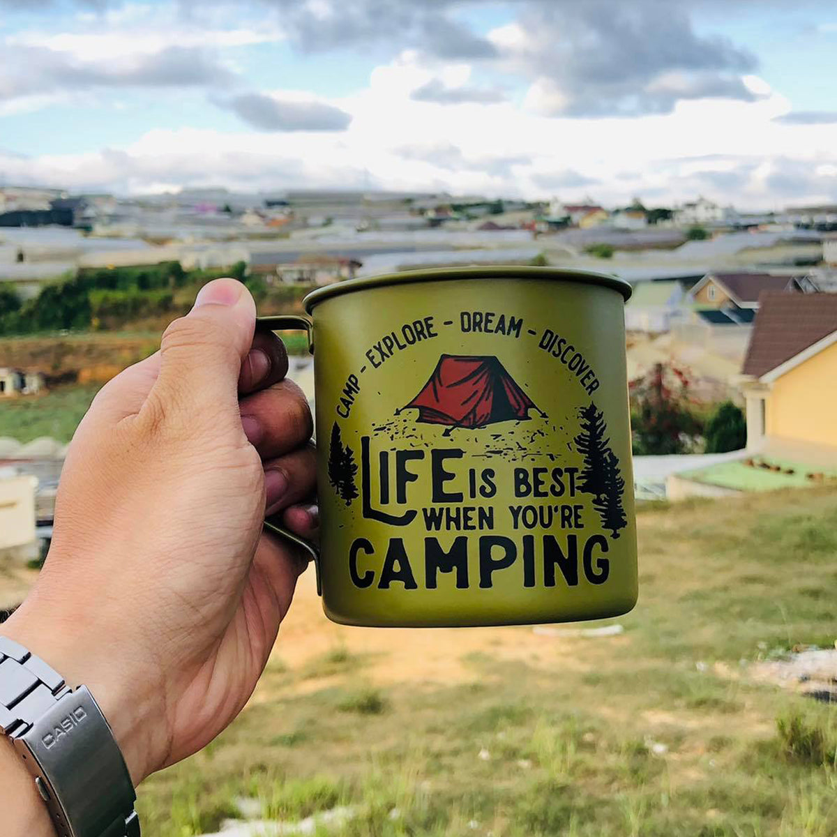 Set 3 Green Best Camping Campfire Travel Mugs 2023 Nearkii