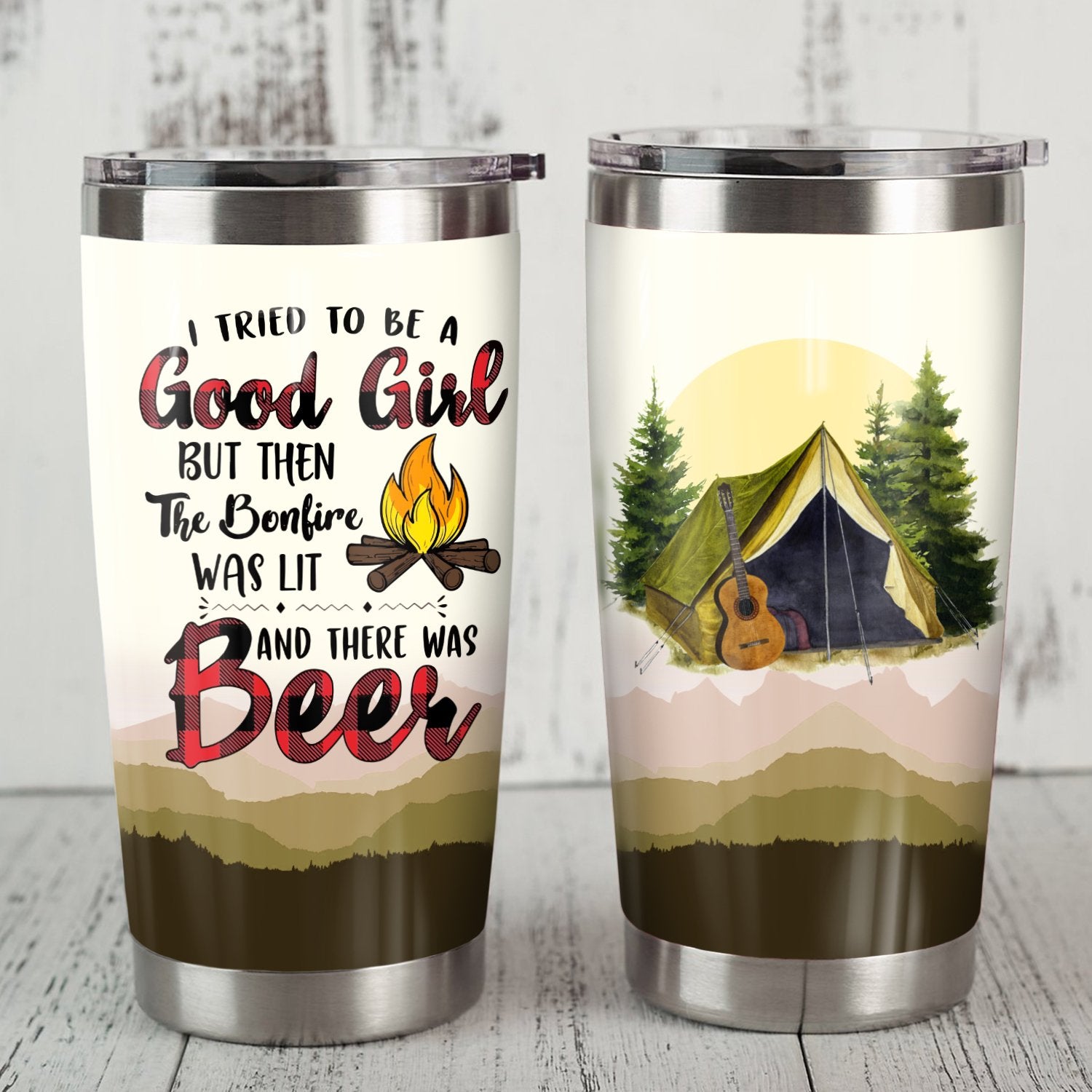 I Tried To Be A Good Girl But Then The Bonfire Was Lit And There Was Beer Camping Camfire Tumbler 2023 Nearkii