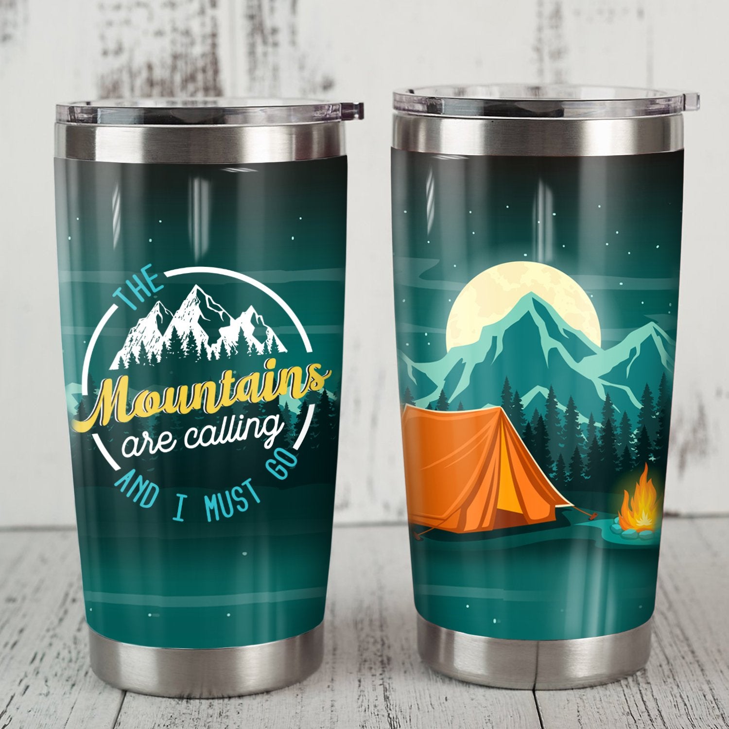 The Mountains Are Calling And I Must Go Camping Camfire Tumbler 2023 Nearkii