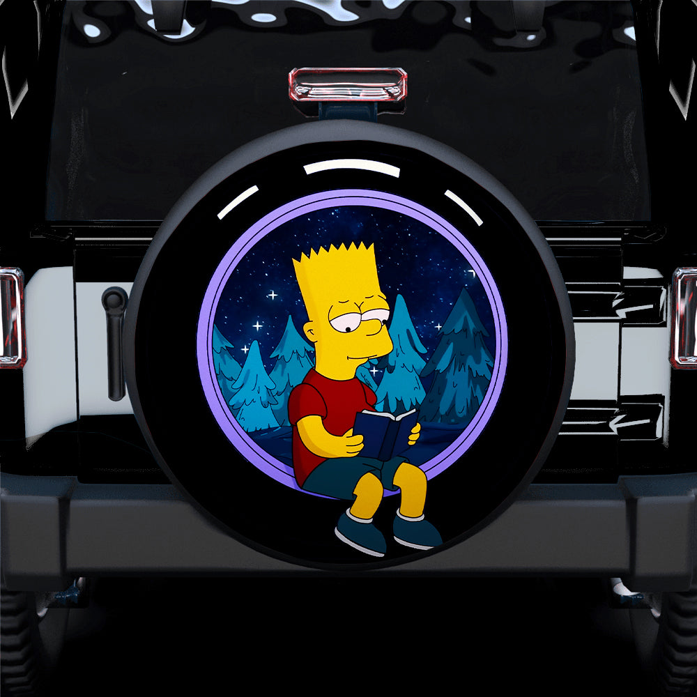 Bart Simpson Reading Book Chill Jeep Car Spare Tire Covers Gift For Campers Nearkii