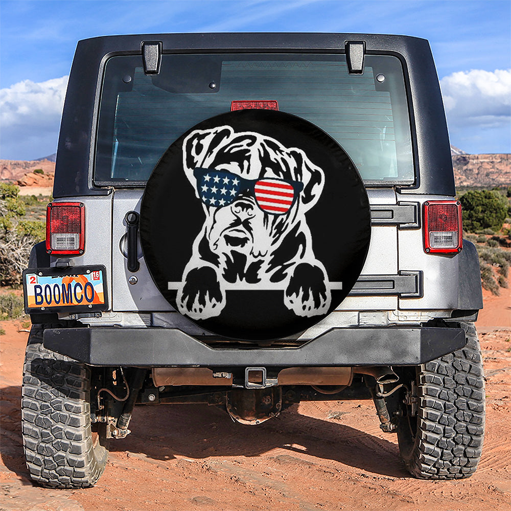 Boxer Dog US Flag Glasses Jeep Car Spare Tire Covers Gift For Campers Nearkii