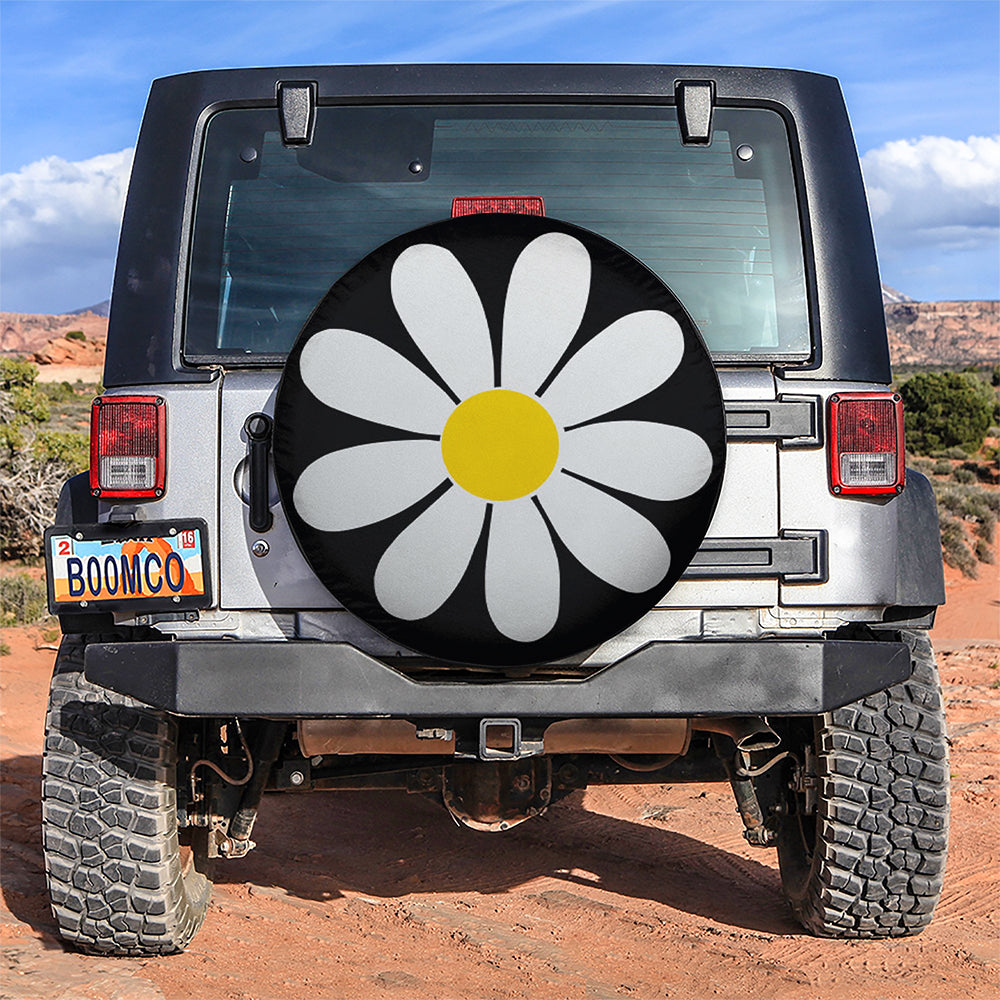 White Daisy Flower Jeep Car Spare Tire Covers Gift For Campers Nearkii