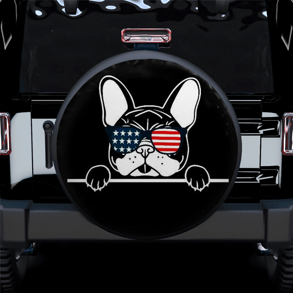 French Bulldog US Flag Glasses Jeep Car Spare Tire Covers Gift For Campers Nearkii