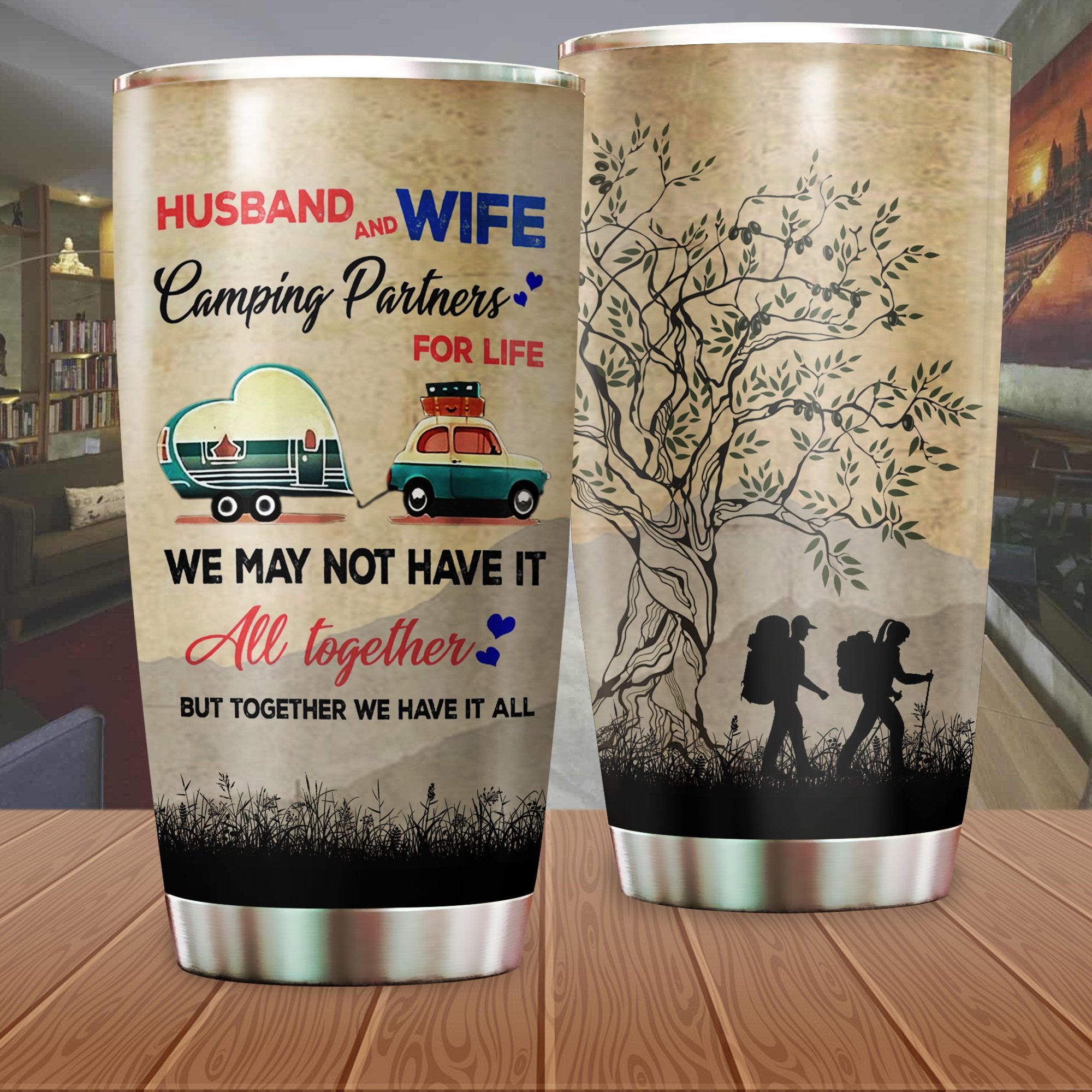 Husband And Wife Camping Partnerrs For Life Camping Camfire Tumbler 2023 Nearkii