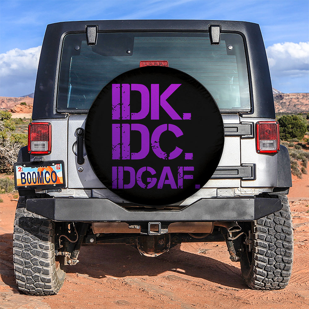 Funny IDK IDC Purple Jeep Car Spare Tire Covers Gift For Campers Nearkii