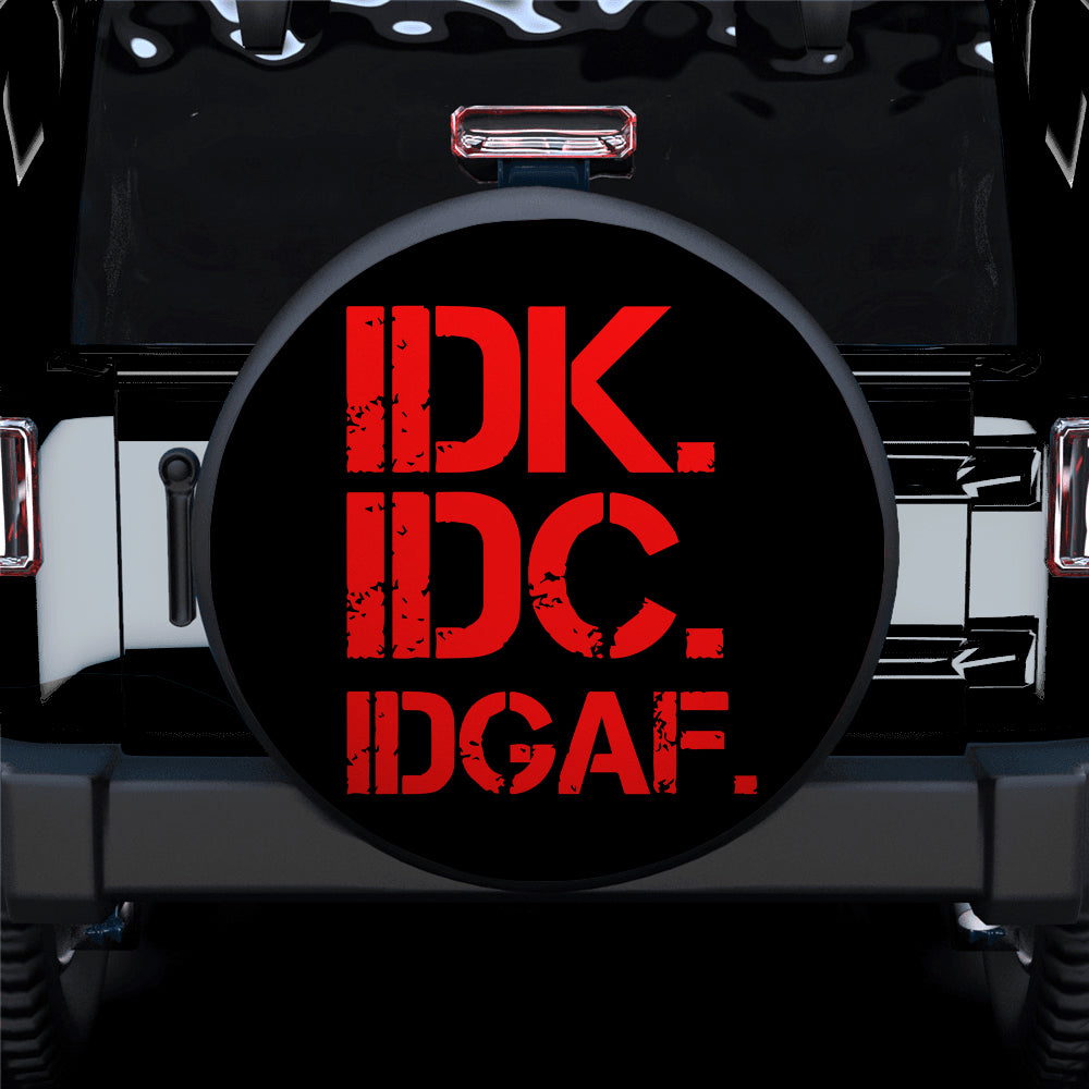 Funny IDK IDC Red Jeep Car Spare Tire Covers Gift For Campers Nearkii