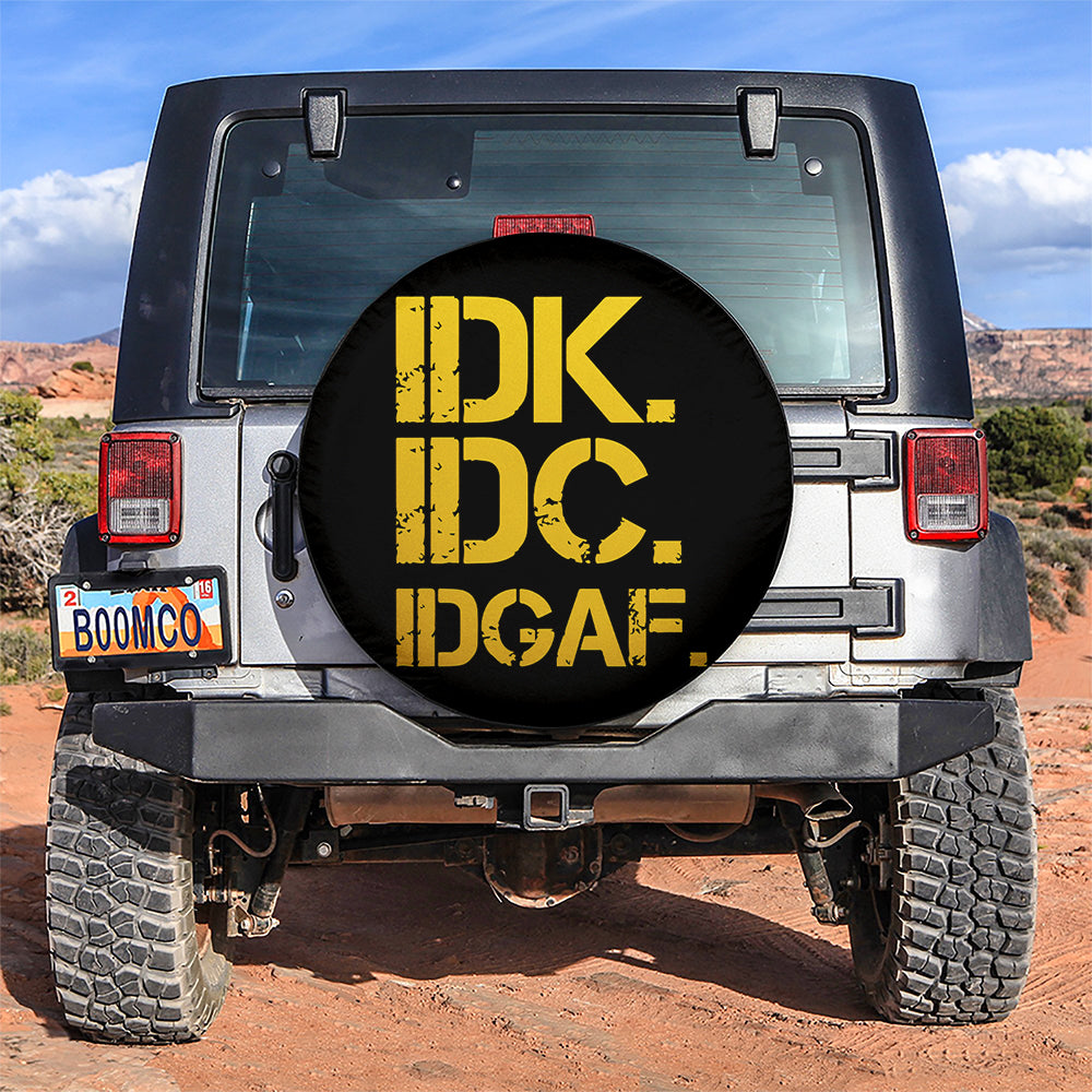 Funny IDK IDC Yellow Jeep Car Spare Tire Covers Gift For Campers Nearkii