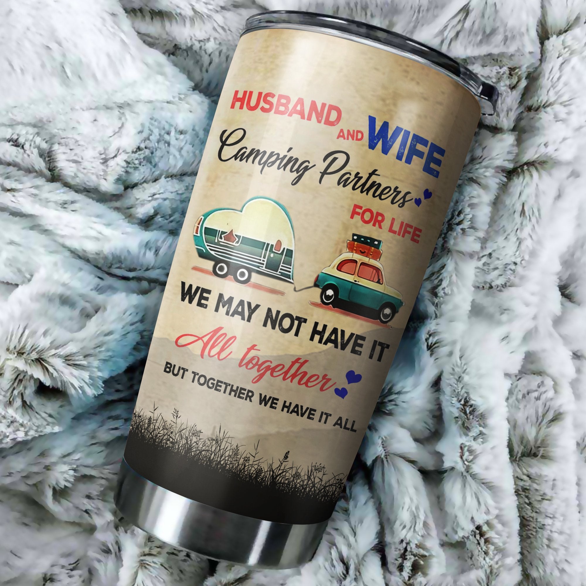Husband And Wife Camping Partnerrs For Life Camping Camfire Tumbler 2023 Nearkii