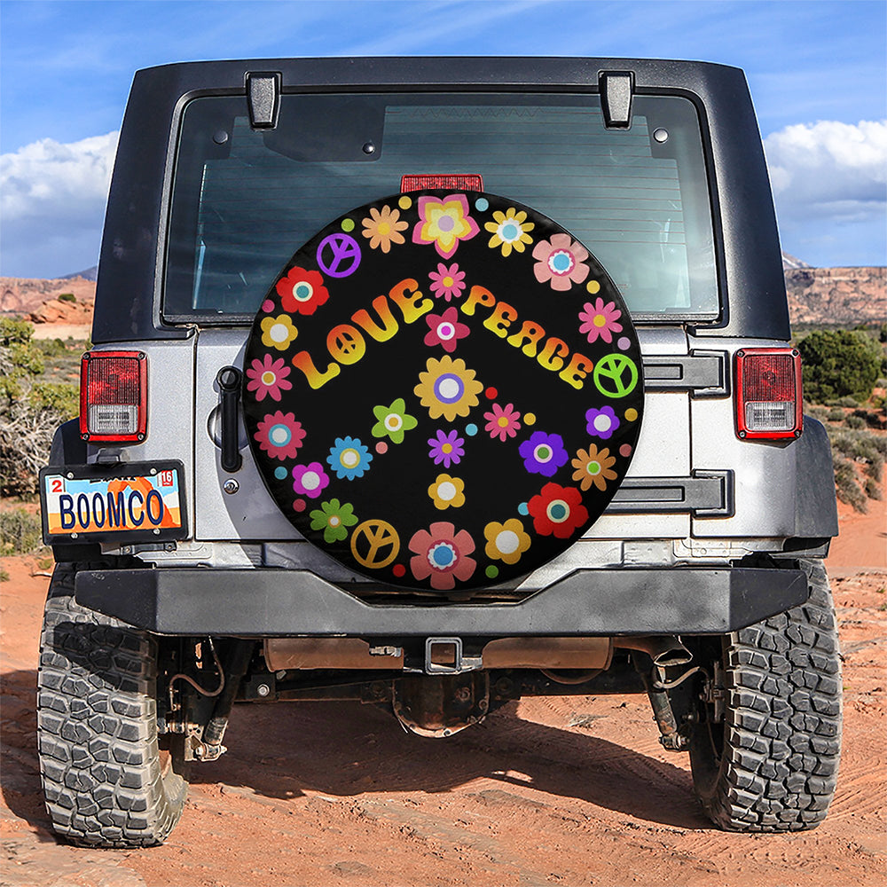 Peace Sign Love Tie Dye Hippie Jeep Car Spare Tire Covers Gift For Campers Nearkii