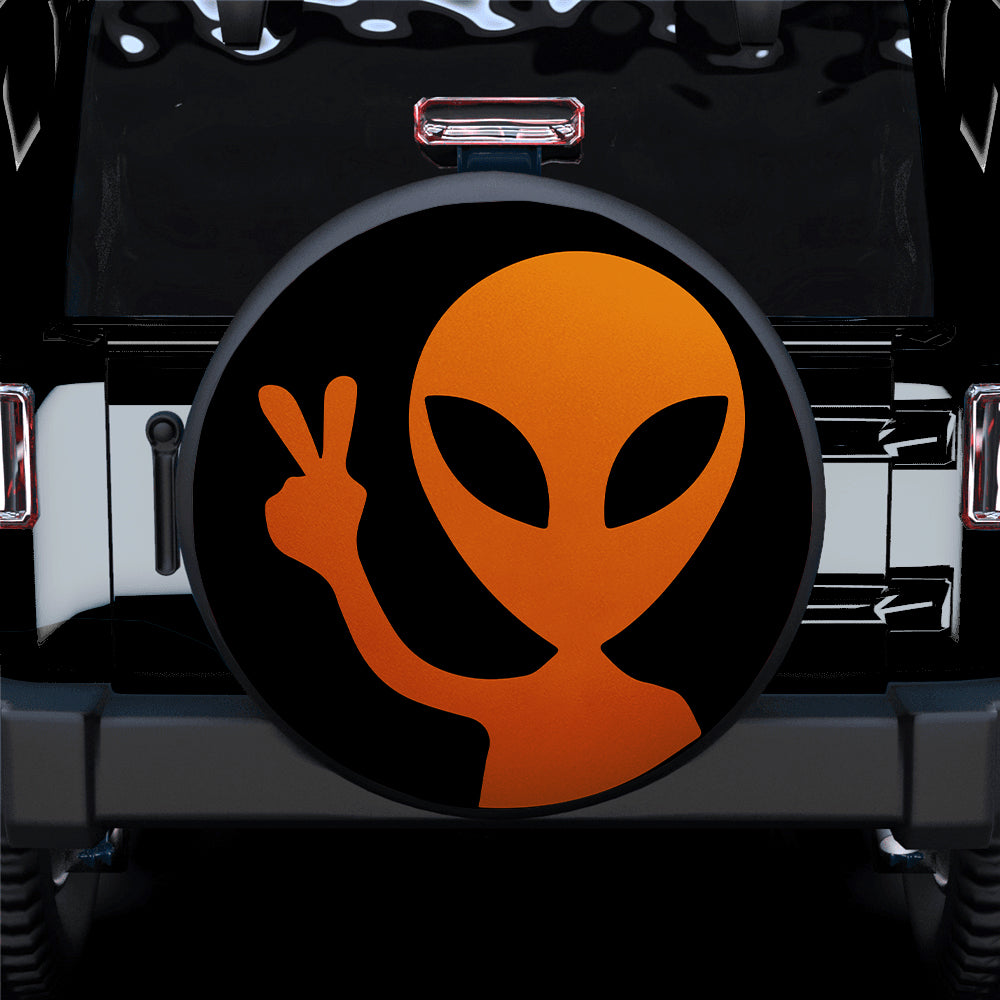 Alien Say Hi Orange Jeep Car Spare Tire Covers Gift For Campers Nearkii