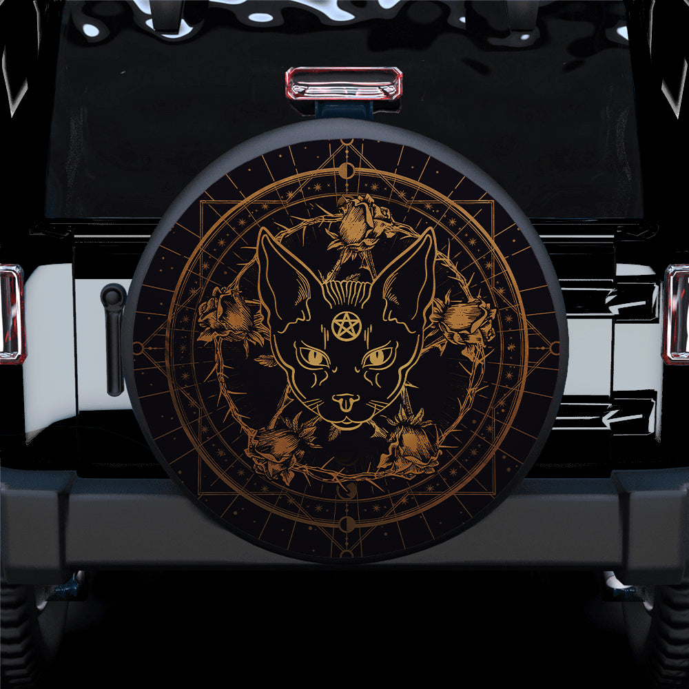 Mystical Cat Jeep Car Spare Tire Covers Gift For Campers Nearkii