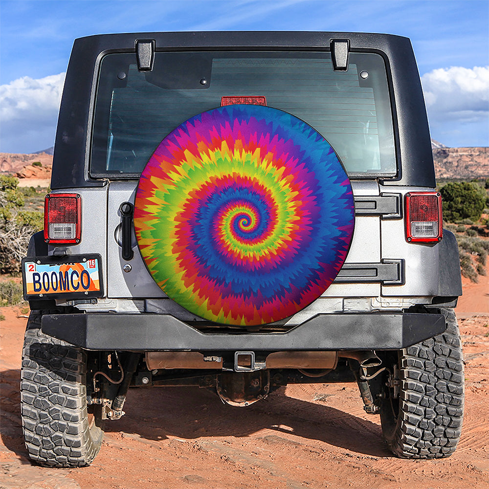 Colorful Abstract Tie Dye Jeep Car Spare Tire Covers Gift For Campers Nearkii