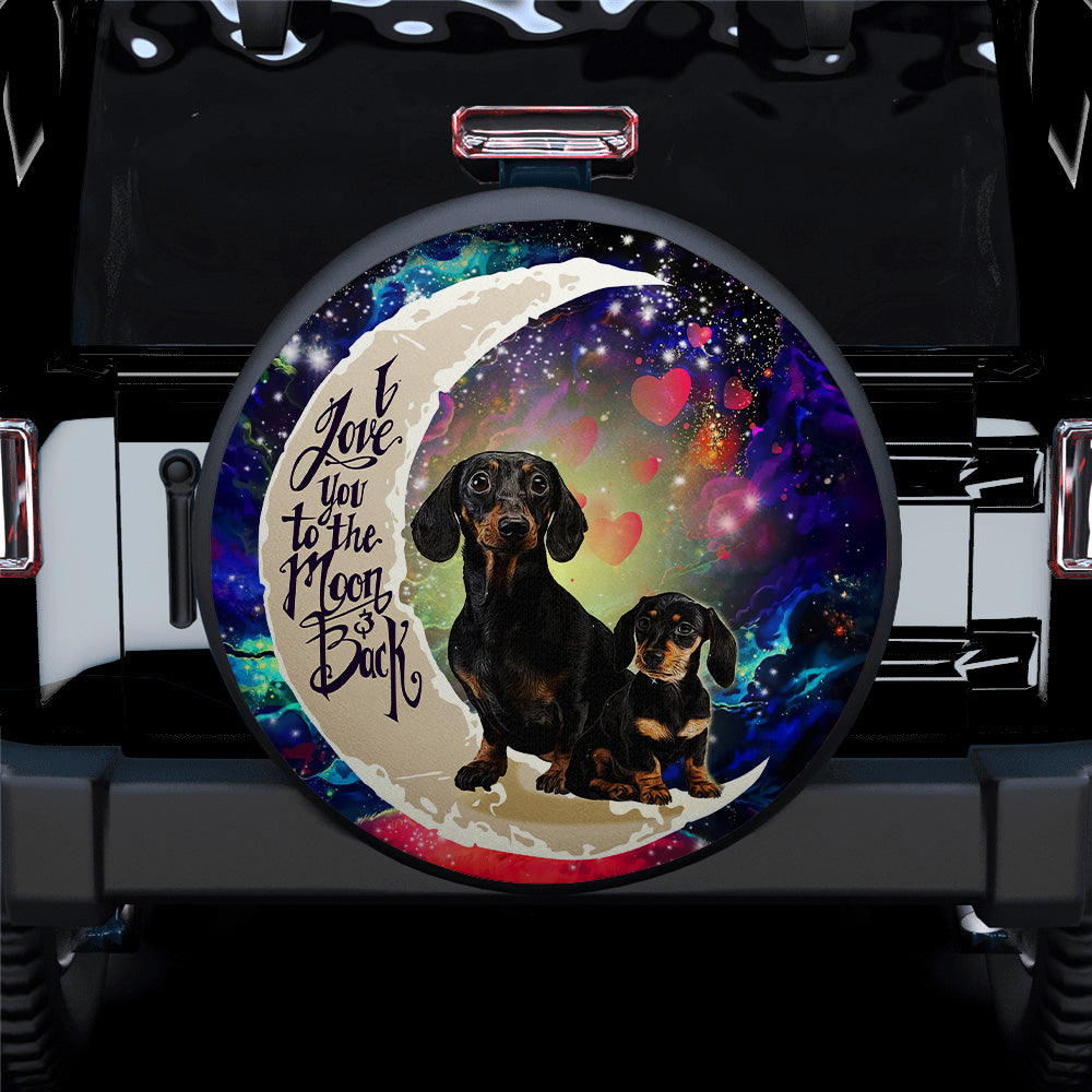 Dachshund Couple Love You To The Moon Galaxy Car Spare Tire Covers Gift For Campers Nearkii