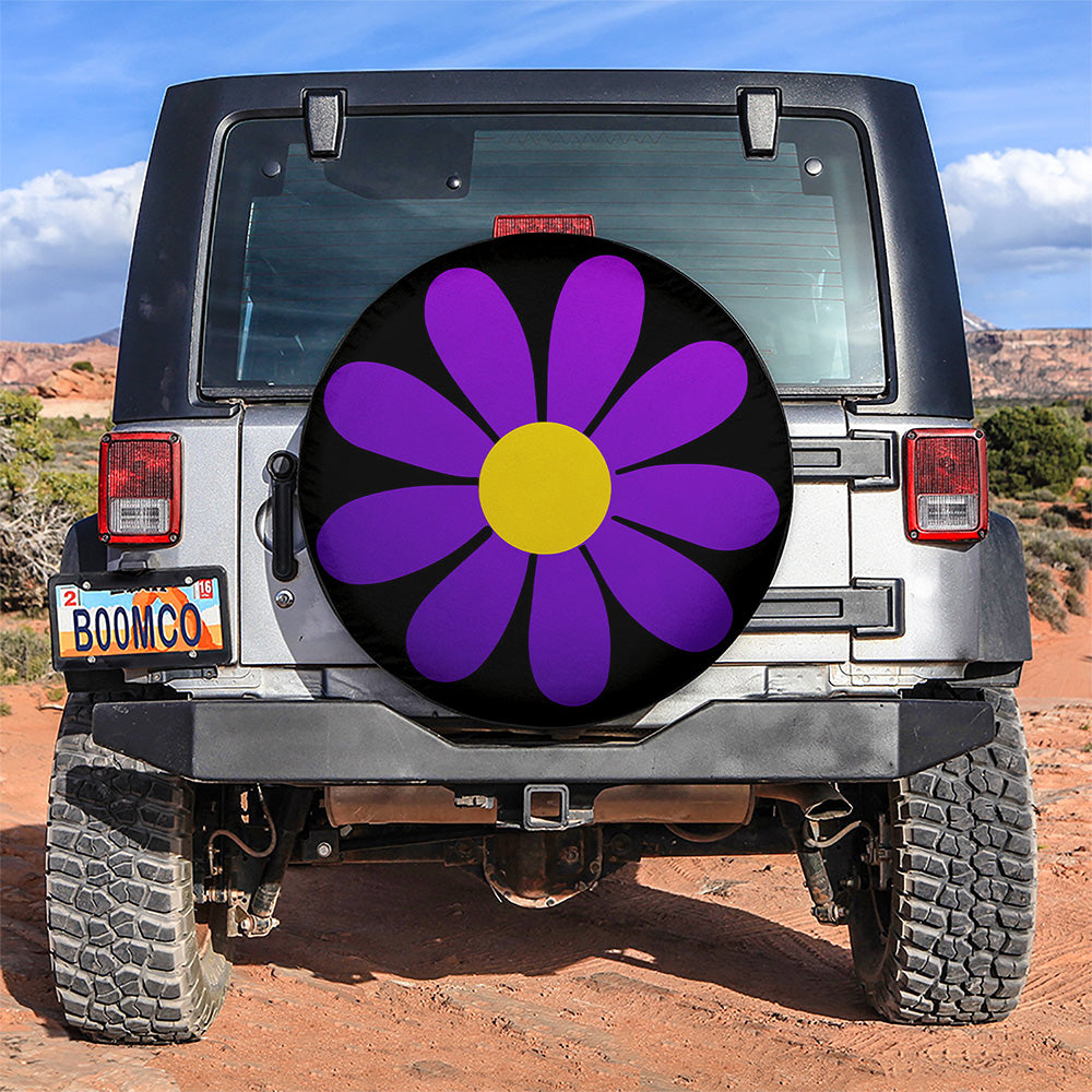 Purple Daisy Flower Jeep Car Spare Tire Covers Gift For Campers Nearkii