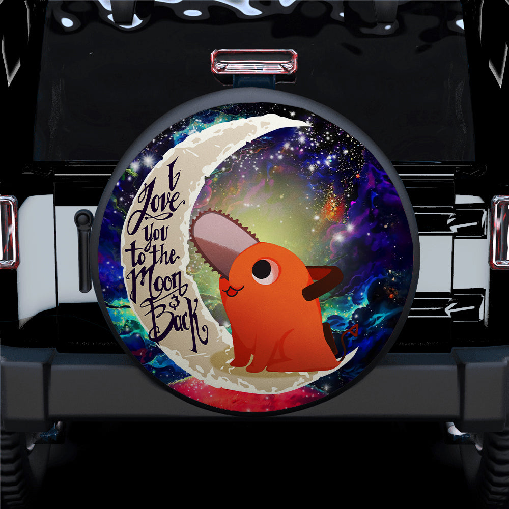 Dog Chainsaw Man Love You To The Moon Galaxy Car Spare Tire Covers Gift For Campers Nearkii