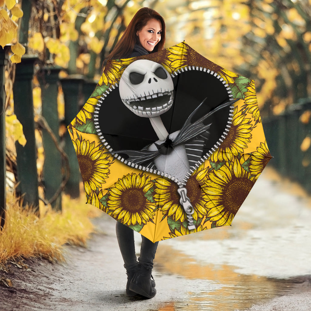 Jack Skellington Nightmare Before Christmas Sunflower Zipper Umbrella Nearkii