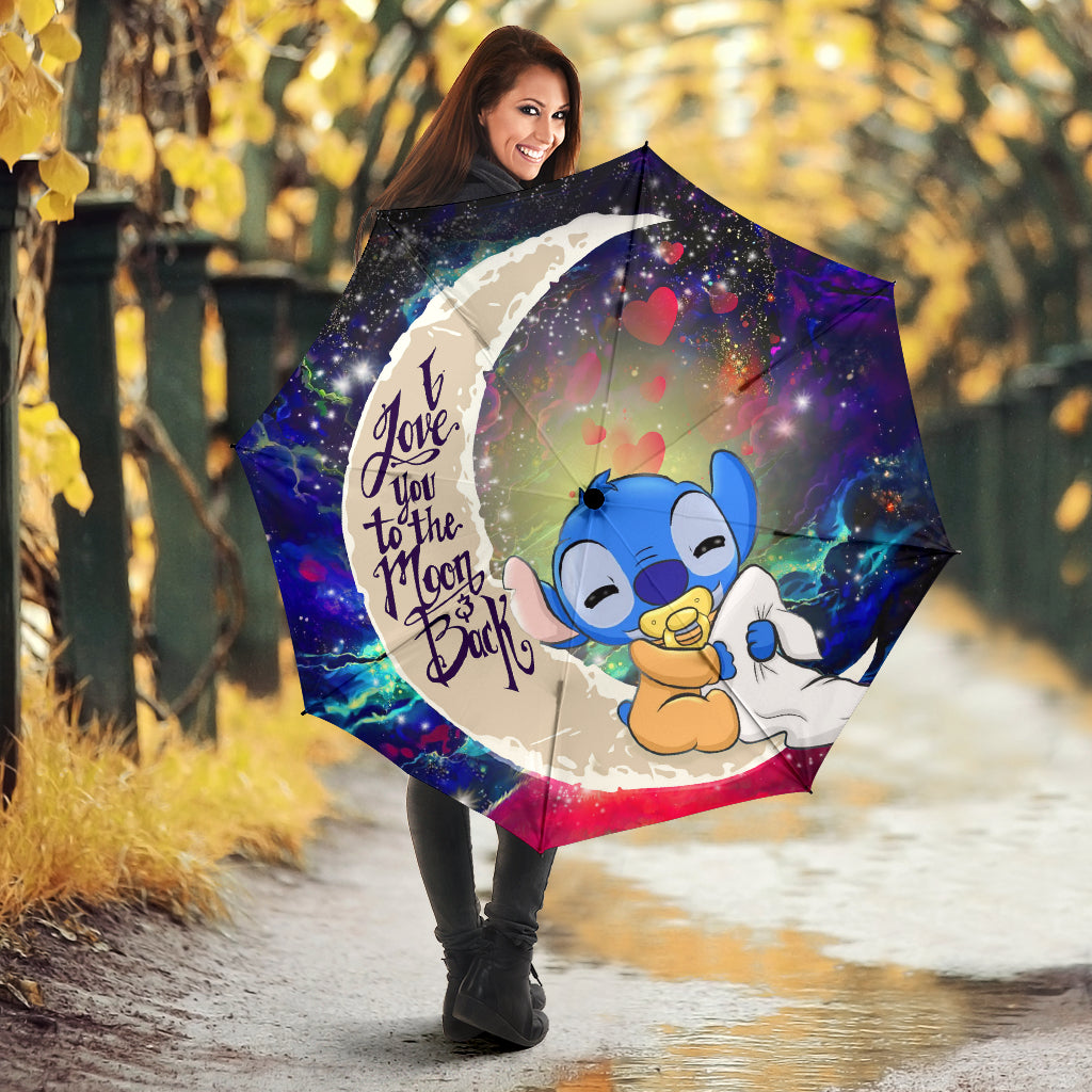Cute Baby Stitch Sleep Love You To The Moon Galaxy Umbrella Nearkii