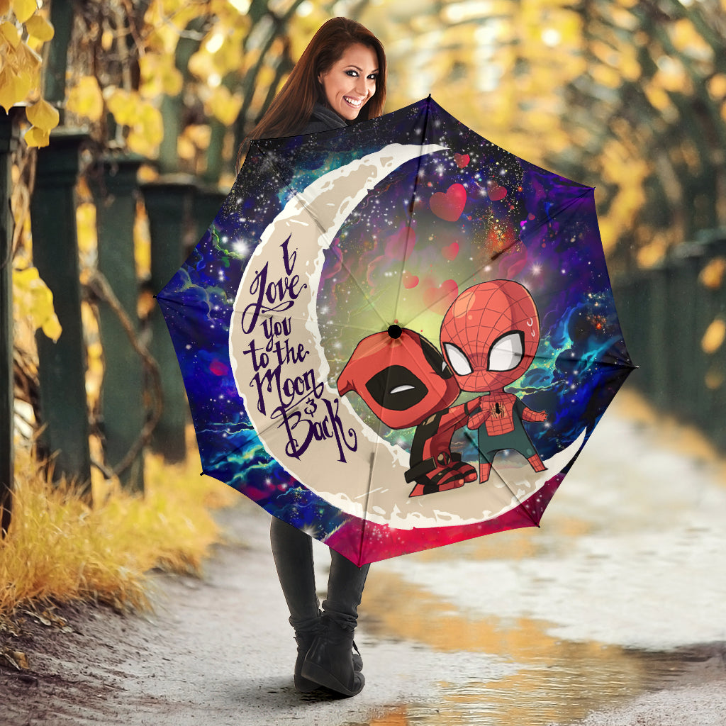 Spiderman And Deadpool Couple Love Love You To The Moon Galaxy Umbrella Nearkii