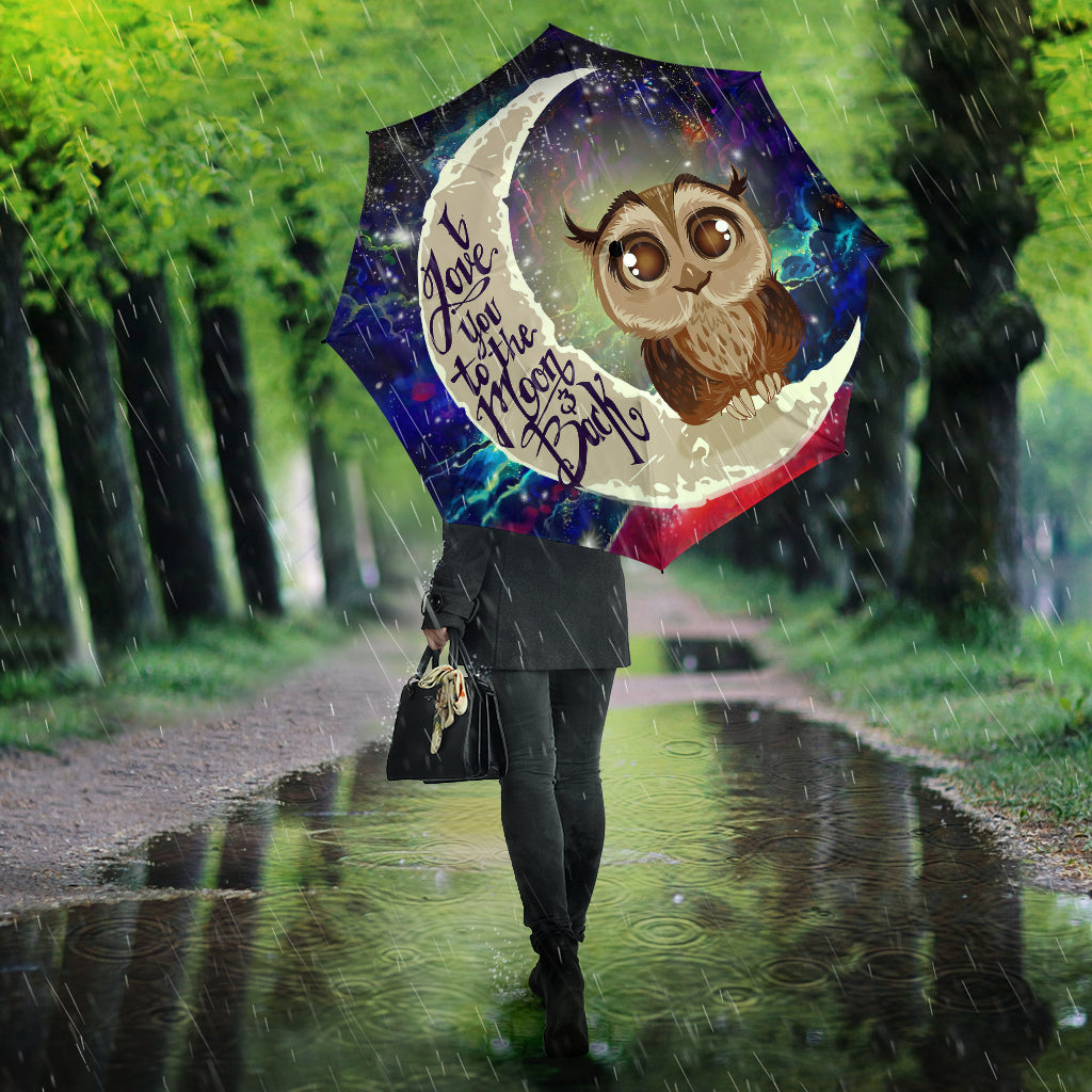 Cute Owl Love You To The Moon Galaxy Umbrella Nearkii