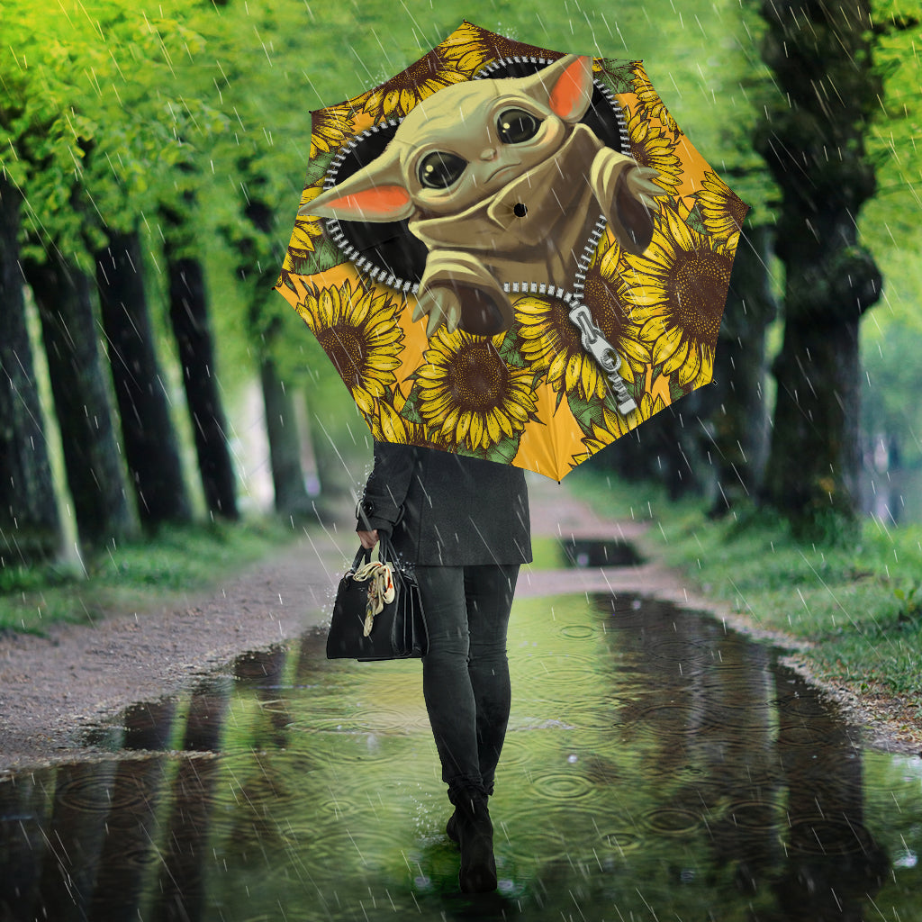 Baby Yoda Sunflower Zipper Umbrella Nearkii