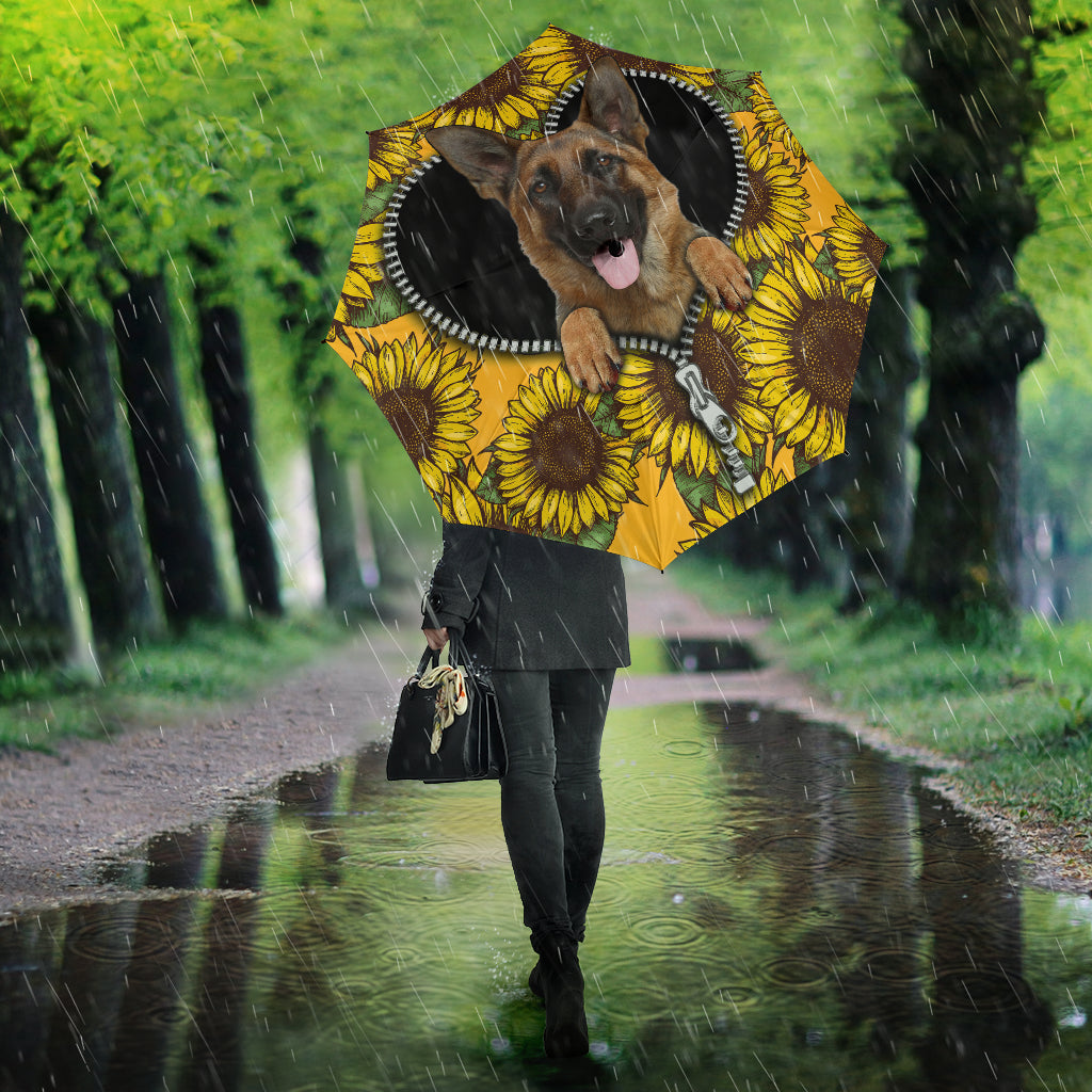 German Shepherd Sunflower Zipper Umbrella Nearkii