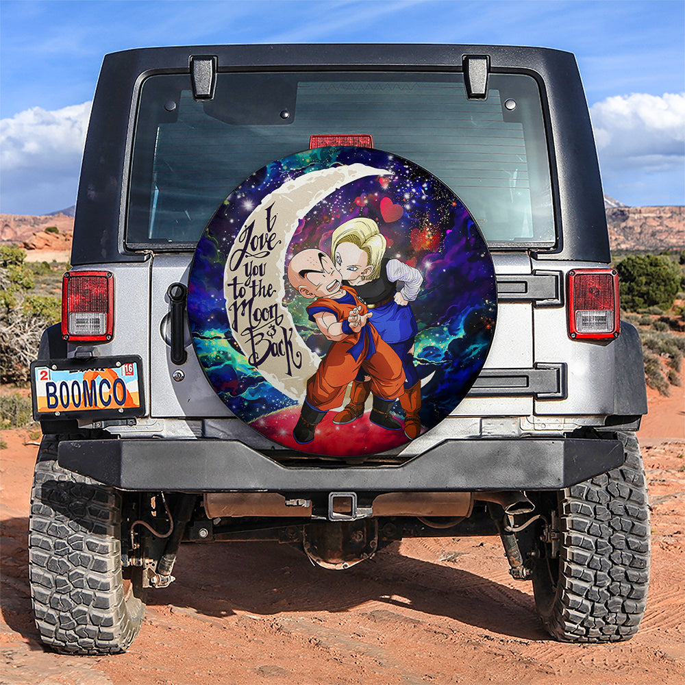 Krillin And Android 18 Dragon Ball Love You To The Moon Galaxy Car Spare Tire Covers Gift For Campers Nearkii
