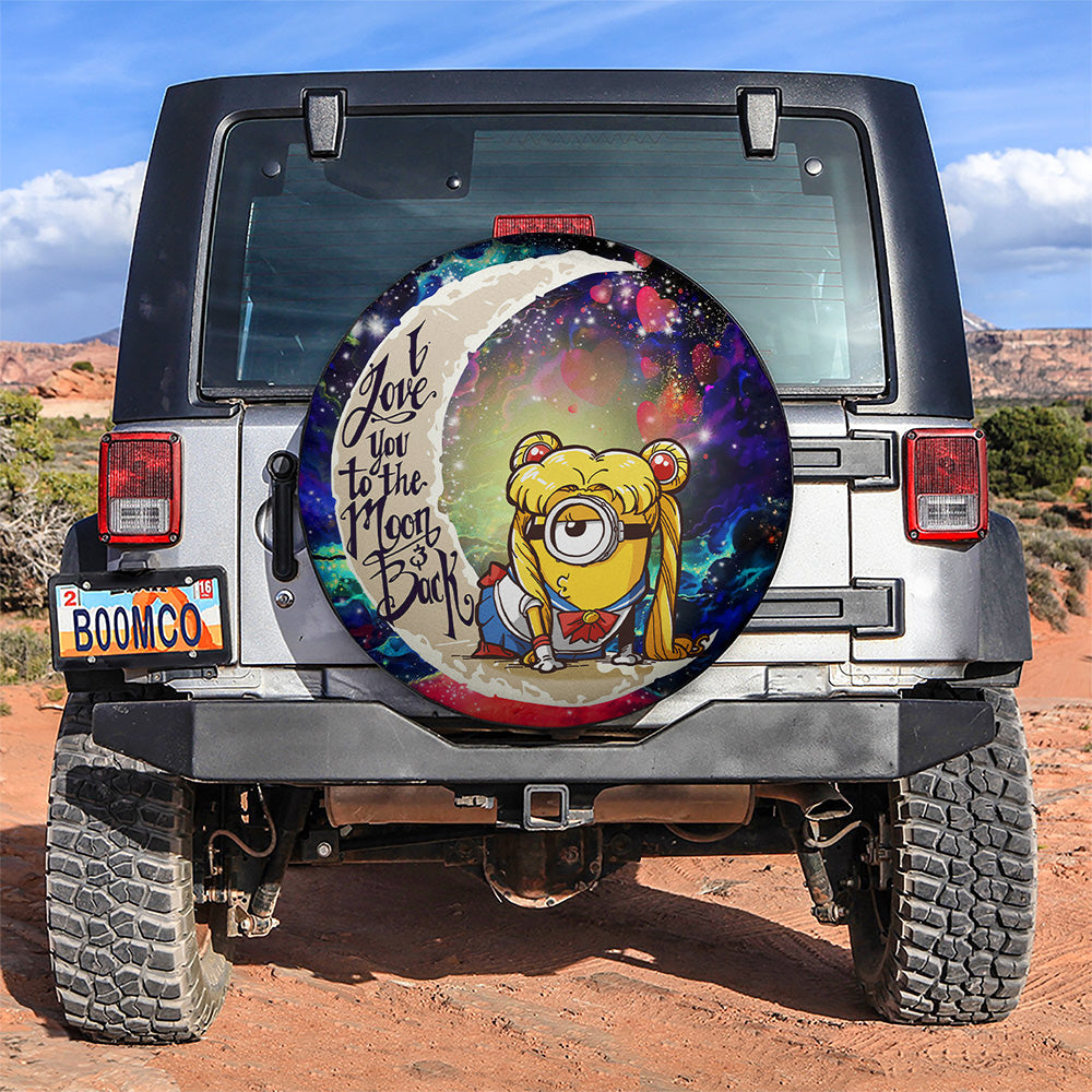 Minion Sailor Love You To The Moon Galaxy Car Spare Tire Covers Gift For Campers Nearkii