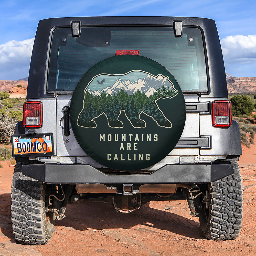 Mountains Are Calling Bear Jeep Car Spare Tire Covers Gift For Campers Nearkii