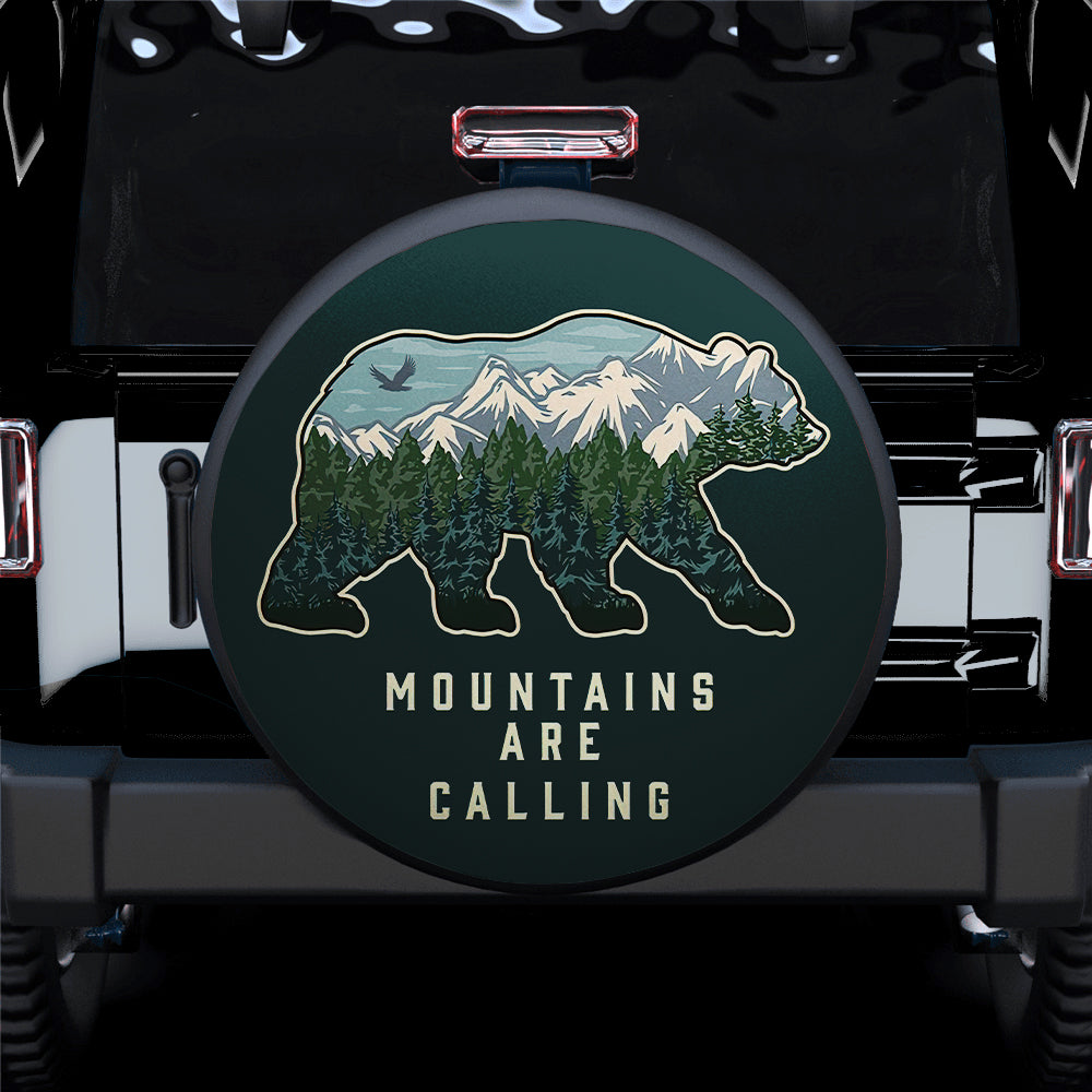 Mountains Are Calling Bear Jeep Car Spare Tire Covers Gift For Campers Nearkii