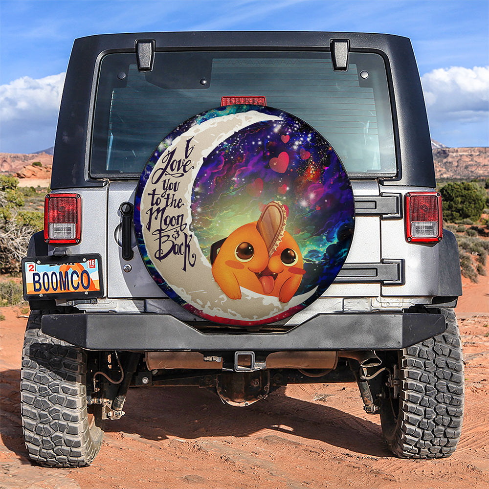 Pochita Chainsaw Man Anime Love You To The Moon Galaxy Car Spare Tire Covers Gift For Campers Nearkii