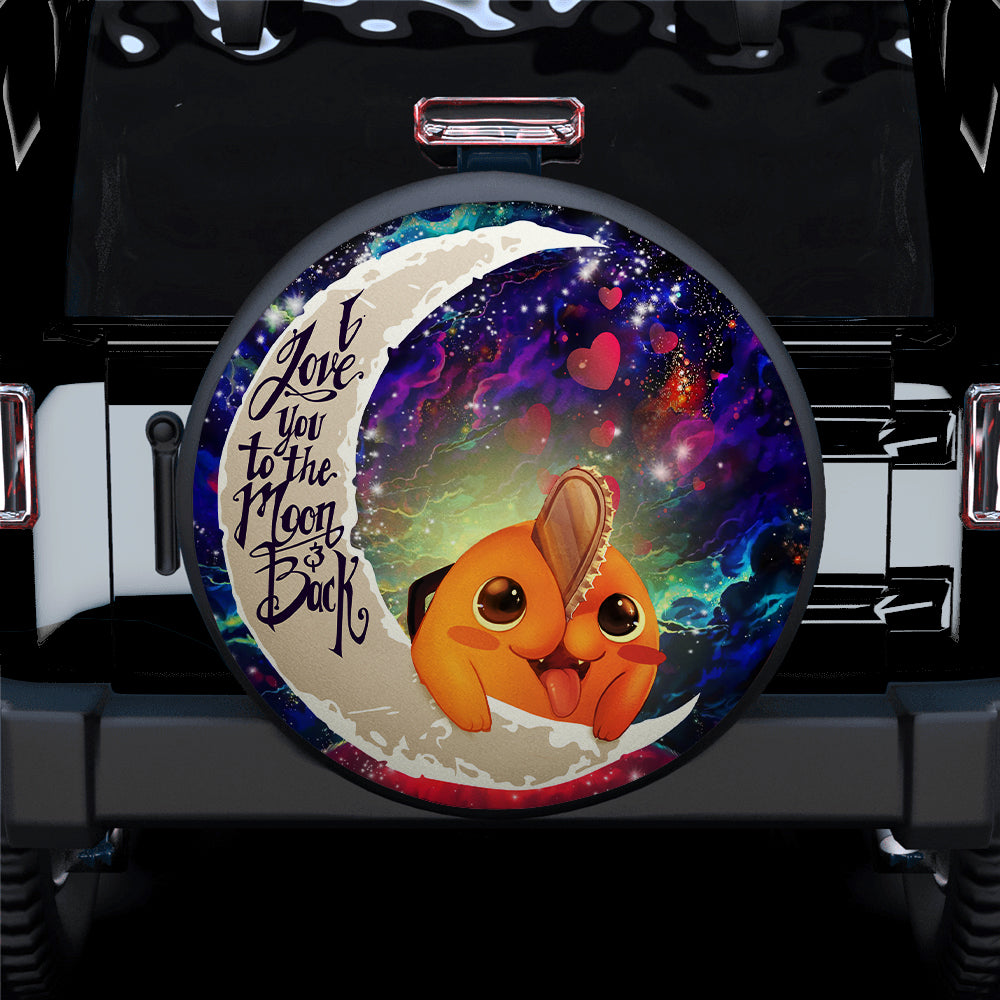 Pochita Chainsaw Man Anime Love You To The Moon Galaxy Car Spare Tire Covers Gift For Campers Nearkii
