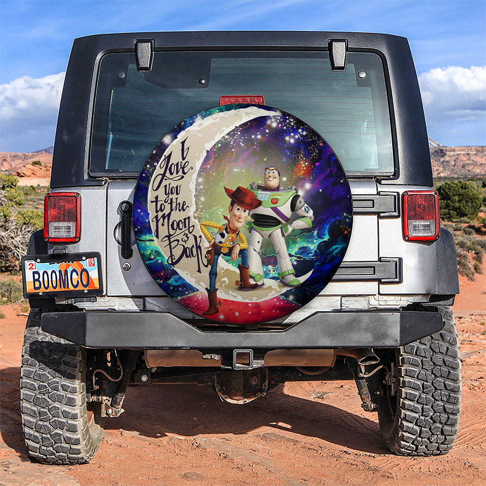 Woody And Buzz Toy Story Love You To The Moon Galaxy Car Spare Tire Covers Gift For Campers Nearkii