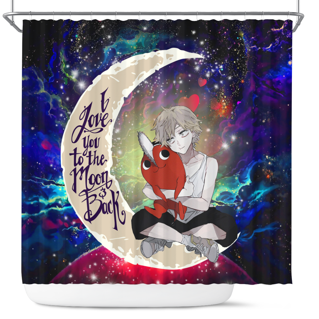 Chainsaw Man Love You To The Moon Galaxy Shower Curtain Nearkii