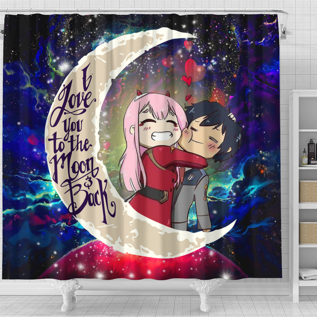 Re Zero Two Darling In The Franxx Anime Couple Love You To The Moon Galaxy Shower Curtain Nearkii