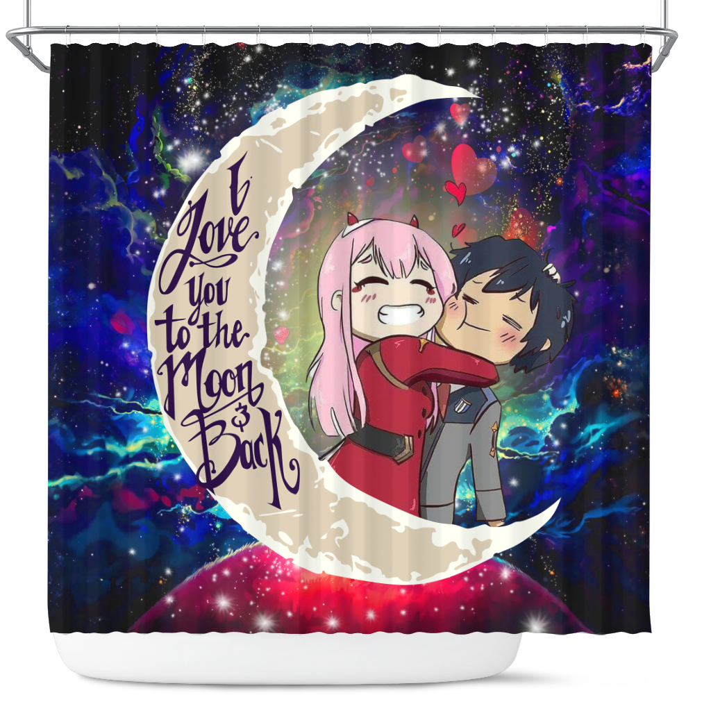 Re Zero Two Darling In The Franxx Anime Couple Love You To The Moon Galaxy Shower Curtain Nearkii