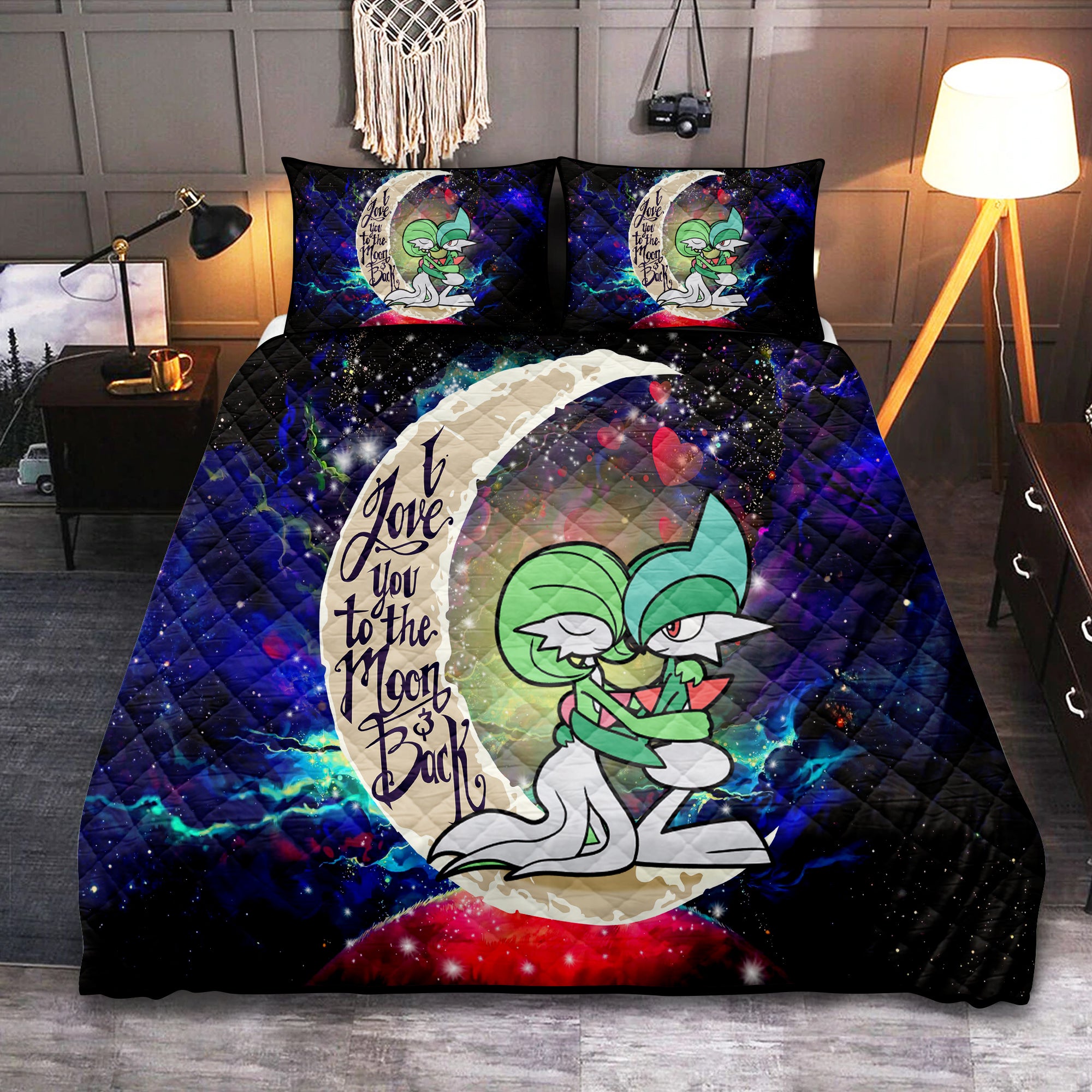 Pokemon Couple 1 Love You To The Moon Galaxy Quilt Bed Sets Nearkii