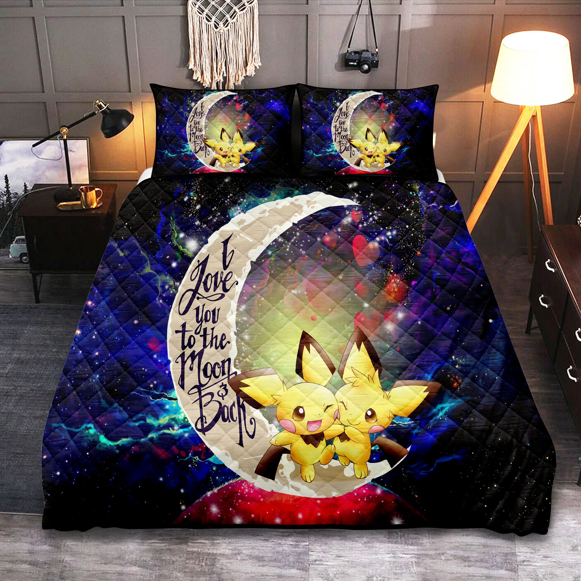 Pokemon Couple 2 Love You To The Moon Galaxy Quilt Bed Sets Nearkii
