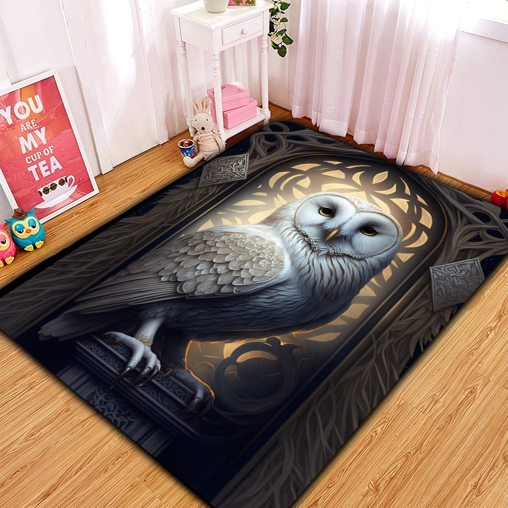 White Owl Carpet Rug Home Room Decor Nearkii