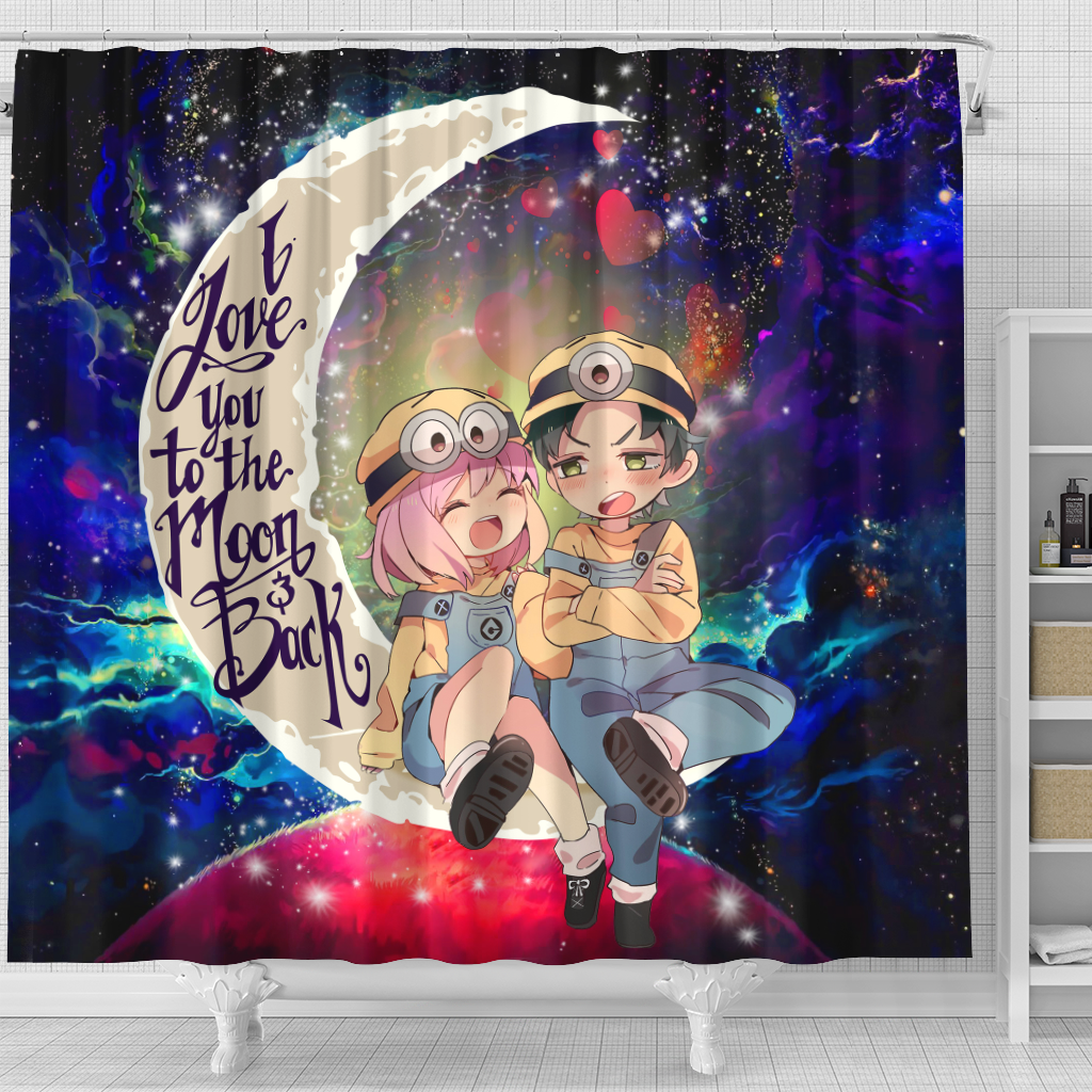 Anya x Damian Anime Couple Love You To The Moon Galaxy Shower Curtain Nearkii
