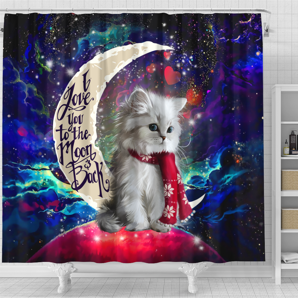 Cat Love You To The Moon Galaxy Shower Curtain Nearkii