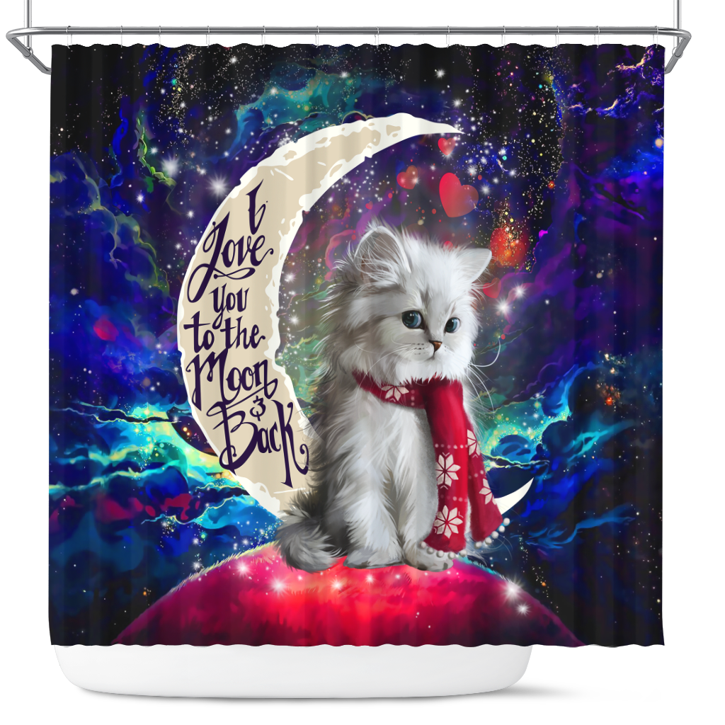Cat Love You To The Moon Galaxy Shower Curtain Nearkii
