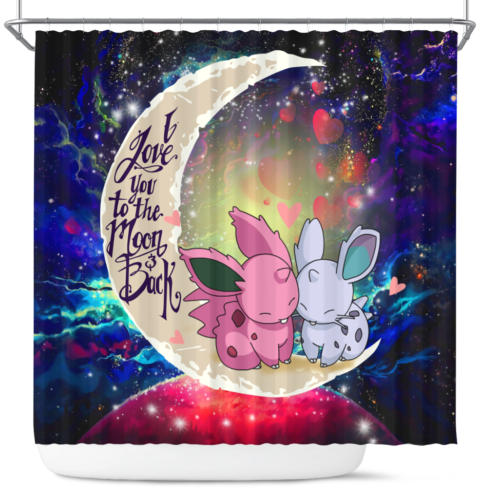 Couple Pokemon Love You To The Moon Galaxy Shower Curtain Nearkii