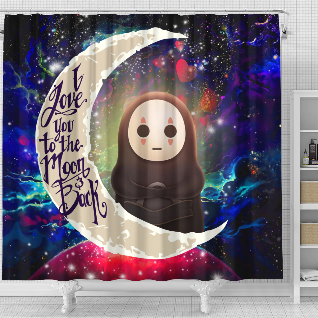 Cute No Face Ghibli Love You To The Moon Galaxy Shower Curtain Nearkii