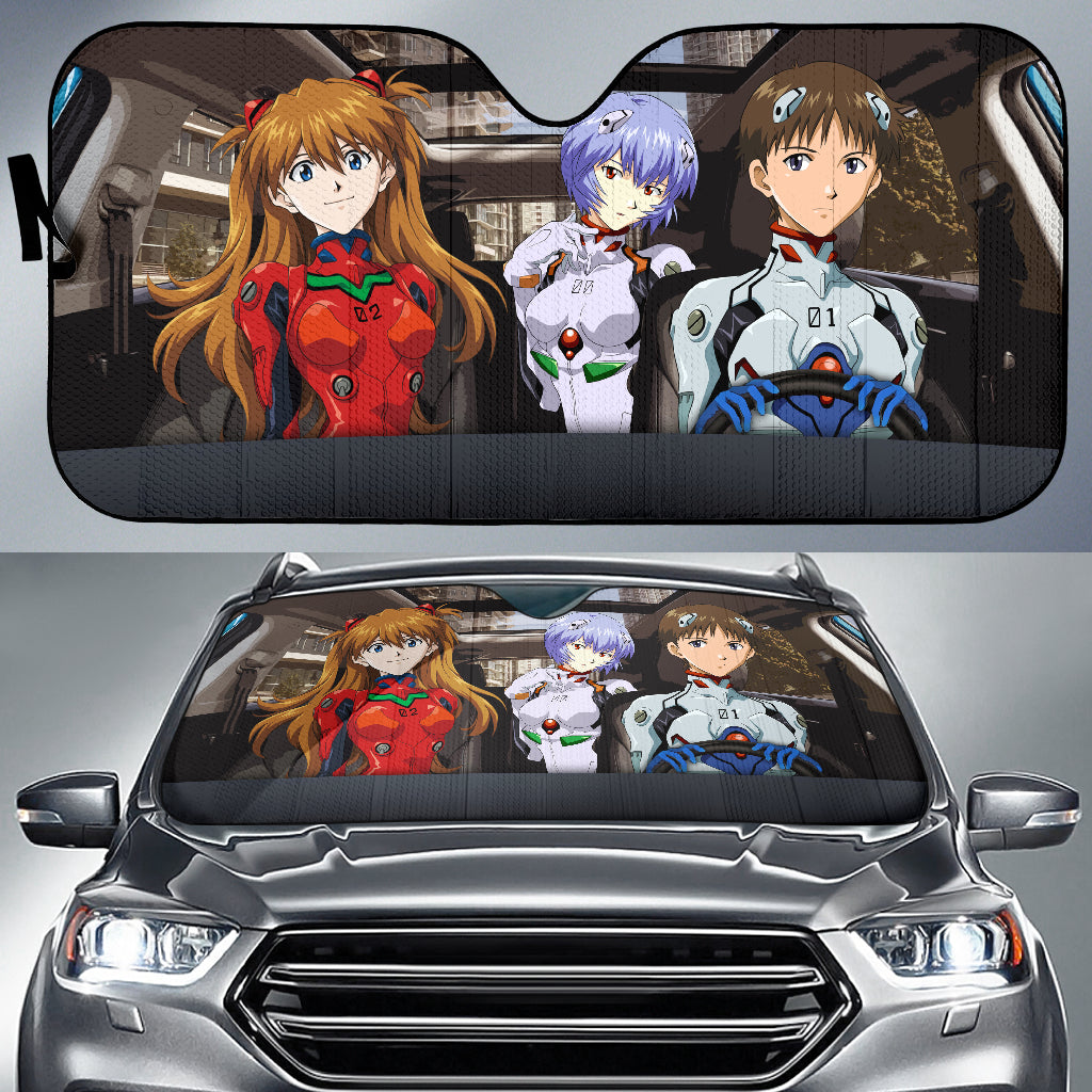 Neon Genesis Evangelion Shinji Asuka And Rei Car Auto Sunshades Nearkii