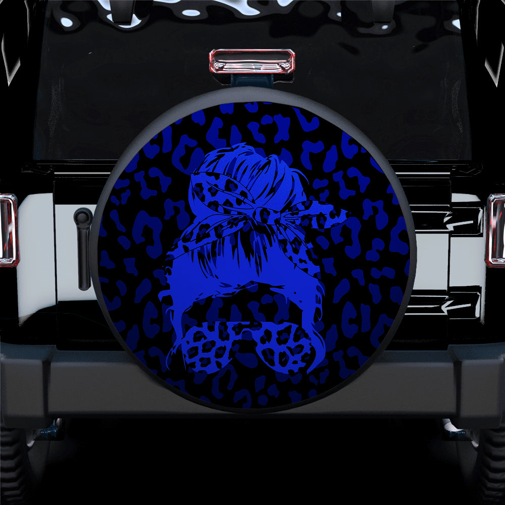 Blue Jeep Girl With Sunglasses Leopard Pattern Car Spare Tire Covers Gift For Campers Nearkii