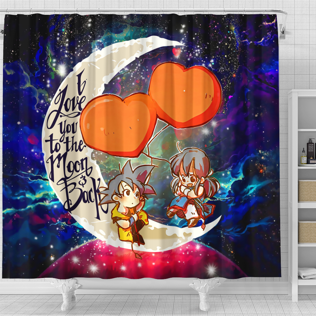 Goku Chichi Dragon Ball Love You To The Moon Galaxy Shower Curtain Nearkii
