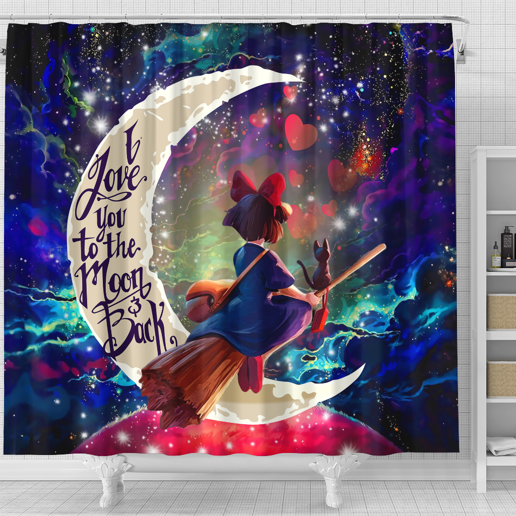 Kiki's Delivery Service Love You To The Moon Galaxy Shower Curtain Nearkii