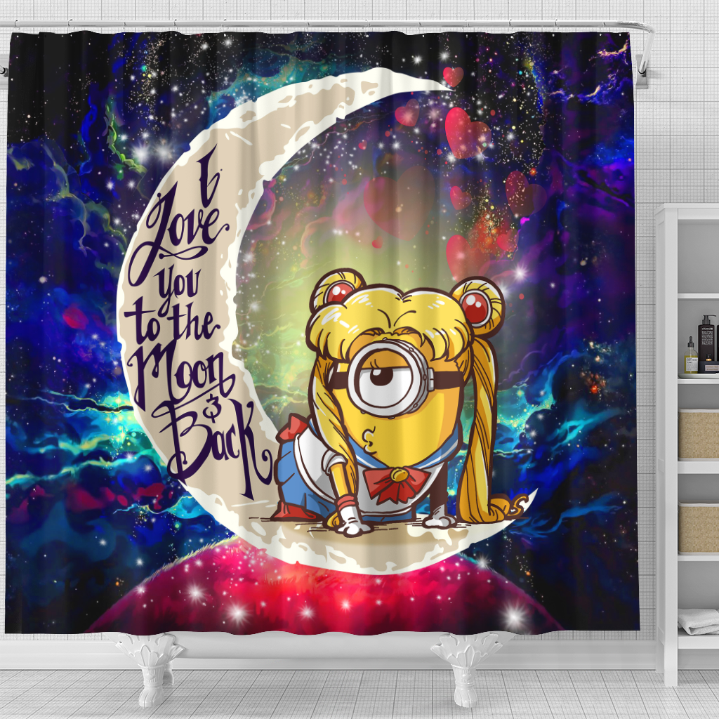 Minion Sailor Love You To The Moon Galaxy Shower Curtain Nearkii