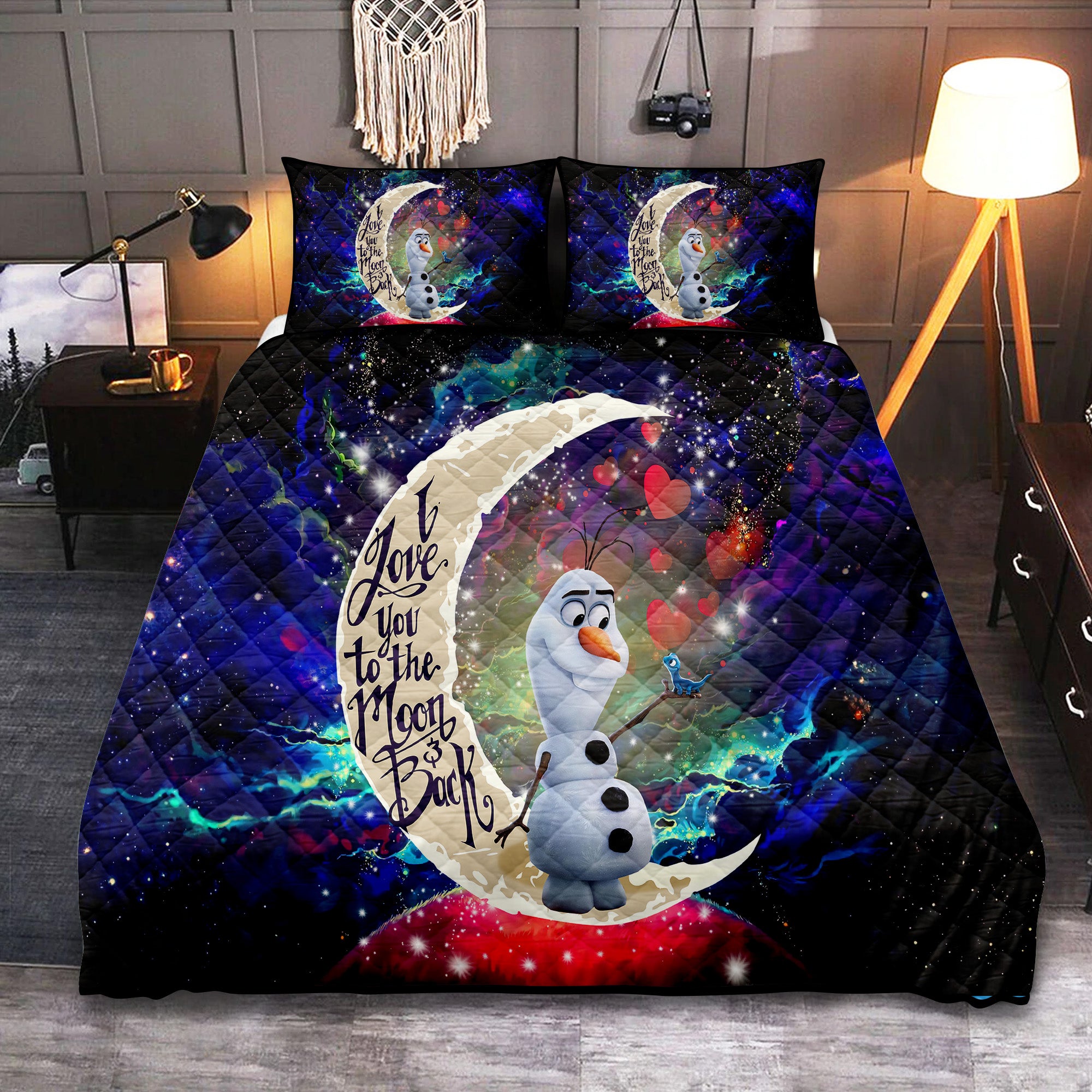 Olaf Frozen Love You To The Moon Galaxy Quilt Bed Sets Nearkii