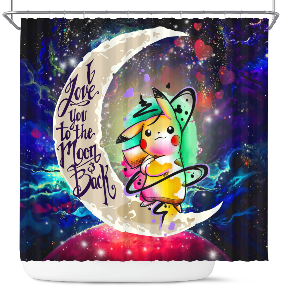 Pikachu Color Love You To The Moon Galaxy Shower Curtain Nearkii